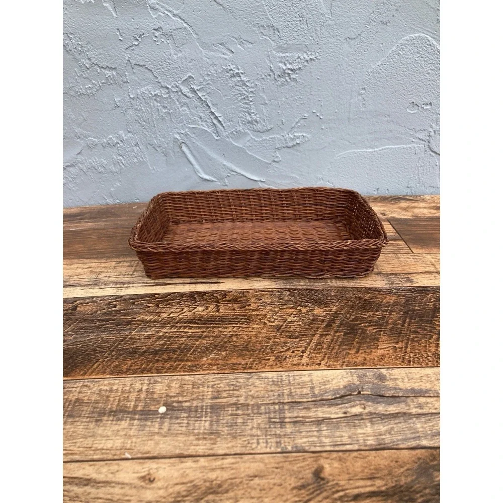 Small Brown Woven Wicker Organizer Basket Storage Tray 10